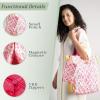 imageMaison d Hermine Shopping Bags Cotton Quilted Tote Bag with Zipper Pockets Small Pouch Reusable Grocery Bag Work Travel15  Katmandou  Fushia