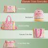 imageMaison d Hermine Shopping Bags Cotton Quilted Tote Bag with Zipper Pockets Small Pouch Reusable Grocery Bag Work Travel15  Katmandou  Fushia