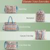 imageMaison d Hermine Shopping Bags Cotton Quilted Tote Bag with Zipper Pockets Small Pouch Reusable Grocery Bag Work Travel16  Ikat  Kenji