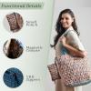 imageMaison d Hermine Shopping Bags Cotton Quilted Tote Bag with Zipper Pockets Small Pouch Reusable Grocery Bag Work Travel16  Ikat  Kenji