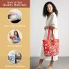 imageMaison d Hermine Shopping Bags Cotton Quilted Tote Bag with Zipper Pockets Small Pouch Reusable Grocery Bag Work Travel17  Happy Florals  Red