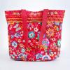 imageMaison d Hermine Shopping Bags Cotton Quilted Tote Bag with Zipper Pockets Small Pouch Reusable Grocery Bag Work Travel17  Happy Florals  Red