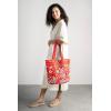 imageMaison d Hermine Shopping Bags Cotton Quilted Tote Bag with Zipper Pockets Small Pouch Reusable Grocery Bag Work Travel17  Happy Florals  Red