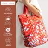 imageMaison d Hermine Shopping Bags Cotton Quilted Tote Bag with Zipper Pockets Small Pouch Reusable Grocery Bag Work Travel17  Happy Florals  Red