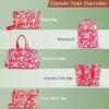 imageMaison d Hermine Shopping Bags Cotton Quilted Tote Bag with Zipper Pockets Small Pouch Reusable Grocery Bag Work Travel17  Happy Florals  Red