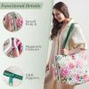 imageMaison d Hermine Shopping Bags Cotton Quilted Tote Bag with Zipper Pockets Small Pouch Reusable Grocery Bag Work Travel18  Pivoine