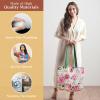 imageMaison d Hermine Shopping Bags Cotton Quilted Tote Bag with Zipper Pockets Small Pouch Reusable Grocery Bag Work Travel18  Pivoine