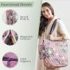 imageMaison d Hermine Shopping Bags Cotton Quilted Tote Bag with Zipper Pockets Small Pouch Reusable Grocery Bag Work Travel19  Hokuzai  Violet
