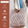 imageMaison d Hermine Shopping Bags Cotton Quilted Tote Bag with Zipper Pockets Small Pouch Reusable Grocery Bag Work Travel22  Albane