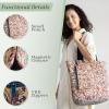 imageMaison d Hermine Shopping Bags Cotton Quilted Tote Bag with Zipper Pockets Small Pouch Reusable Grocery Bag Work Travel23  Kerala  Blue