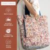 imageMaison d Hermine Shopping Bags Cotton Quilted Tote Bag with Zipper Pockets Small Pouch Reusable Grocery Bag Work Travel23  Kerala  Blue