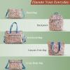imageMaison d Hermine Shopping Bags Cotton Quilted Tote Bag with Zipper Pockets Small Pouch Reusable Grocery Bag Work Travel23  Kerala  Blue