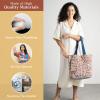 imageMaison d Hermine Shopping Bags Cotton Quilted Tote Bag with Zipper Pockets Small Pouch Reusable Grocery Bag Work Travel23  Kerala  Blue
