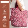 imageMaison d Hermine Shopping Bags Cotton Quilted Tote Bag with Zipper Pockets Small Pouch Reusable Grocery Bag Work Travel24  Surya  Maroon