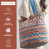imageMaison d Hermine Shopping Bags Cotton Quilted Tote Bag with Zipper Pockets Small Pouch Reusable Grocery Bag Work Travel26  Ikat  Akira