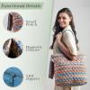 imageMaison d Hermine Shopping Bags Cotton Quilted Tote Bag with Zipper Pockets Small Pouch Reusable Grocery Bag Work Travel26  Ikat  Akira