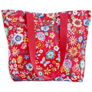 imageMaison d Hermine Canvas Tote Bag for Women Cotton Canvas Reusable Shoulder Grocery Bags Bulk with Handle for Shopping Travel18  Happy Florals  Red