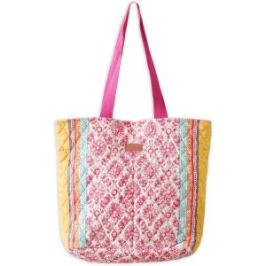 imageMaison d Hermine Shopping Bags Cotton Quilted Tote Bag with Zipper Pockets Small Pouch Reusable Grocery Bag Work Travel15  Katmandou  Fushia