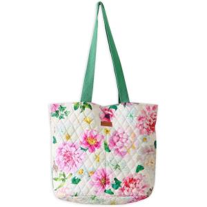 imageMaison d Hermine Shopping Bags Cotton Quilted Tote Bag with Zipper Pockets Small Pouch Reusable Grocery Bag Work Travel18  Pivoine