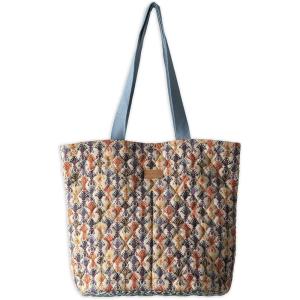 imageMaison d Hermine Shopping Bags Cotton Quilted Tote Bag with Zipper Pockets Small Pouch Reusable Grocery Bag Work Travel26  Ikat  Akira