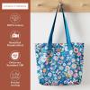 imageMaison d Hermine Canvas Tote Bag for Women Cotton Canvas Reusable Shoulder Grocery Bags Bulk with Handle for Shopping Travel14  Happy Florals  Blue