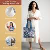 imageMaison d Hermine Canvas Tote Bag for Women Cotton Canvas Reusable Shoulder Grocery Bags Bulk with Handle for Shopping Travel14  Happy Florals  Blue