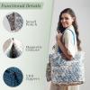 imageMaison d Hermine Shopping Bags Cotton Quilted Tote Bag with Zipper Pockets Small Pouch Reusable Grocery Bag Work Travel01  the Miller  Blue
