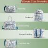 imageMaison d Hermine Shopping Bags Cotton Quilted Tote Bag with Zipper Pockets Small Pouch Reusable Grocery Bag Work Travel01  the Miller  Blue