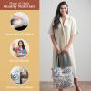imageMaison d Hermine Shopping Bags Cotton Quilted Tote Bag with Zipper Pockets Small Pouch Reusable Grocery Bag Work Travel01  the Miller  Blue