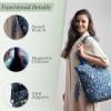 imageMaison d Hermine Shopping Bags Cotton Quilted Tote Bag with Zipper Pockets Small Pouch Reusable Grocery Bag Work Travel04  Just Floral