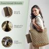 imageMaison d Hermine Shopping Bags Cotton Quilted Tote Bag with Zipper Pockets Small Pouch Reusable Grocery Bag Work Travel07  Art Deco