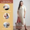 imageMaison d Hermine Shopping Bags Cotton Quilted Tote Bag with Zipper Pockets Small Pouch Reusable Grocery Bag Work Travel10  Jaipur