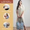 imageMaison d Hermine Shopping Bags Cotton Quilted Tote Bag with Zipper Pockets Small Pouch Reusable Grocery Bag Work Travel11  Equinoxe