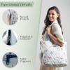 imageMaison d Hermine Shopping Bags Cotton Quilted Tote Bag with Zipper Pockets Small Pouch Reusable Grocery Bag Work Travel12  Ice Florals