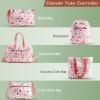 imageMaison d Hermine Shopping Bags Cotton Quilted Tote Bag with Zipper Pockets Small Pouch Reusable Grocery Bag Work Travel14  Pale Garden