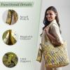imageMaison d Hermine Shopping Bags Cotton Quilted Tote Bag with Zipper Pockets Small Pouch Reusable Grocery Bag Work Travel16  Bonobo  Yellow