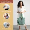 imageMaison d Hermine Shopping Bags Cotton Quilted Tote Bag with Zipper Pockets Small Pouch Reusable Grocery Bag Work Travel19  Surya  Green