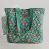 imageMaison d Hermine Shopping Bags Cotton Quilted Tote Bag with Zipper Pockets Small Pouch Reusable Grocery Bag Work Travel19  Surya  Green