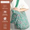 imageMaison d Hermine Shopping Bags Cotton Quilted Tote Bag with Zipper Pockets Small Pouch Reusable Grocery Bag Work Travel19  Surya  Green