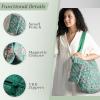 imageMaison d Hermine Shopping Bags Cotton Quilted Tote Bag with Zipper Pockets Small Pouch Reusable Grocery Bag Work Travel19  Surya  Green