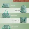 imageMaison d Hermine Shopping Bags Cotton Quilted Tote Bag with Zipper Pockets Small Pouch Reusable Grocery Bag Work Travel19  Surya  Green