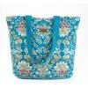 imageMaison d Hermine Shopping Bags Cotton Quilted Tote Bag with Zipper Pockets Small Pouch Reusable Grocery Bag Work Travel20  Marquise  Blue