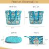 imageMaison d Hermine Shopping Bags Cotton Quilted Tote Bag with Zipper Pockets Small Pouch Reusable Grocery Bag Work Travel20  Marquise  Blue