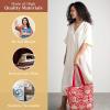 imageMaison d Hermine Shopping Bags Cotton Quilted Tote Bag with Zipper Pockets Small Pouch Reusable Grocery Bag Work Travel21  Marquise  Red