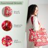 imageMaison d Hermine Shopping Bags Cotton Quilted Tote Bag with Zipper Pockets Small Pouch Reusable Grocery Bag Work Travel21  Marquise  Red