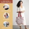 imageMaison d Hermine Shopping Bags Cotton Quilted Tote Bag with Zipper Pockets Small Pouch Reusable Grocery Bag Work Travel24  Kerala  Red