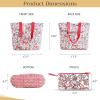 imageMaison d Hermine Shopping Bags Cotton Quilted Tote Bag with Zipper Pockets Small Pouch Reusable Grocery Bag Work Travel24  Kerala  Red