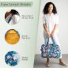 imageMaison d Hermine Weekender Bags for Women Cotton Quilted Duffel Overnight Luggage Weekend Bag for Men Gym Sports Gifts Travel Business Travellers Family Trip14  Happy Florals  Blue