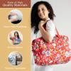 imageMaison d Hermine Weekender Bags for Women Cotton Quilted Duffel Overnight Luggage Weekend Bag for Men Gym Sports Gifts Travel Business Travellers Family Trip19  Happy Florals  Red