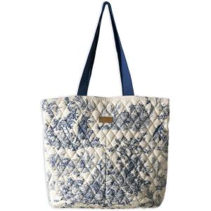 imageMaison d Hermine Shopping Bags Cotton Quilted Tote Bag with Zipper Pockets Small Pouch Reusable Grocery Bag Work Travel01  the Miller  Blue